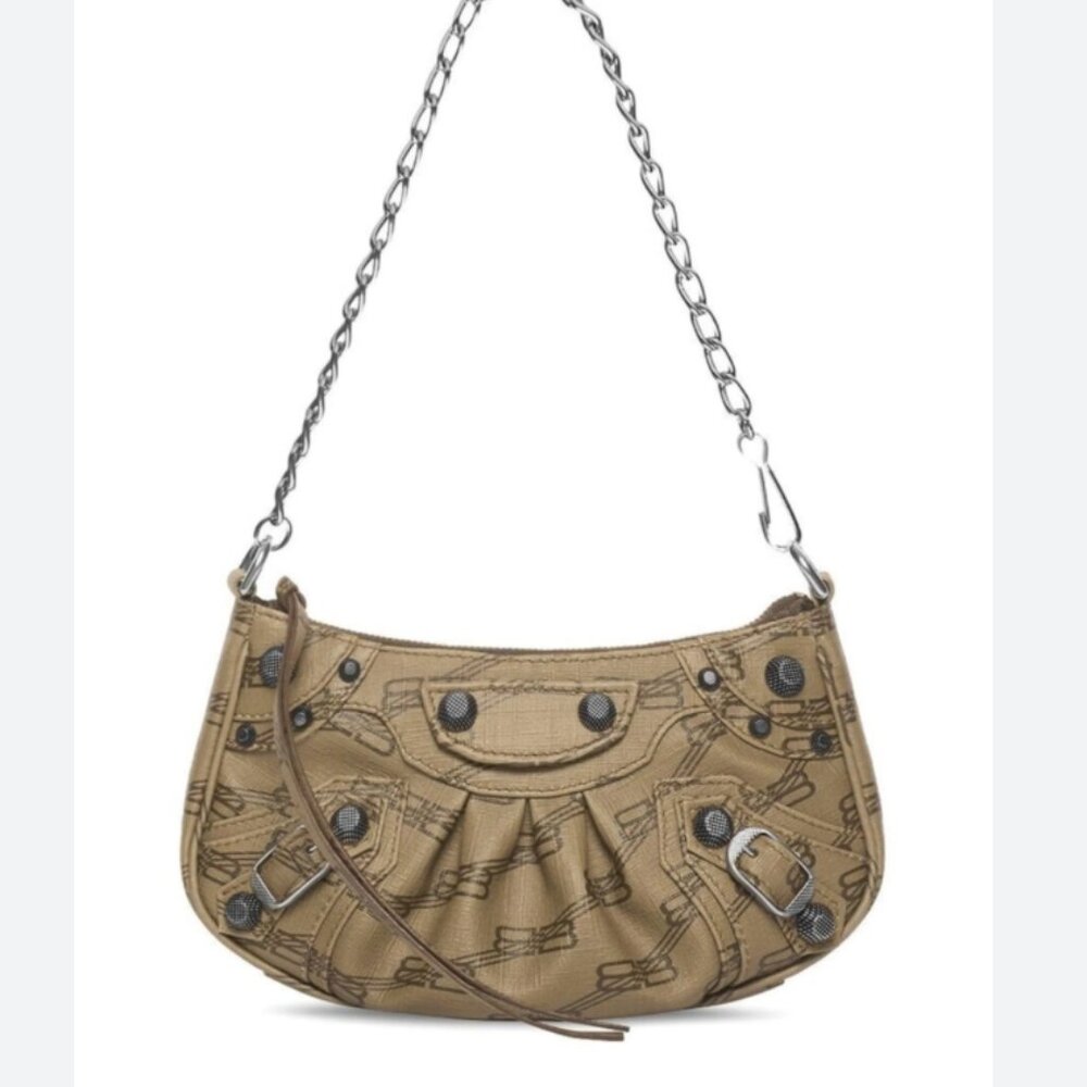NWT BALENCIAGA Le Cagole Mini Crossbody Shoulder Bag Handbag Brown w chain